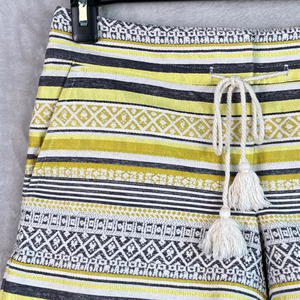 Boho Shorts Tassels 00 S Ann Taylor Loft Yellow Striped Festival Beachy Coastal - Picture 3 of 10